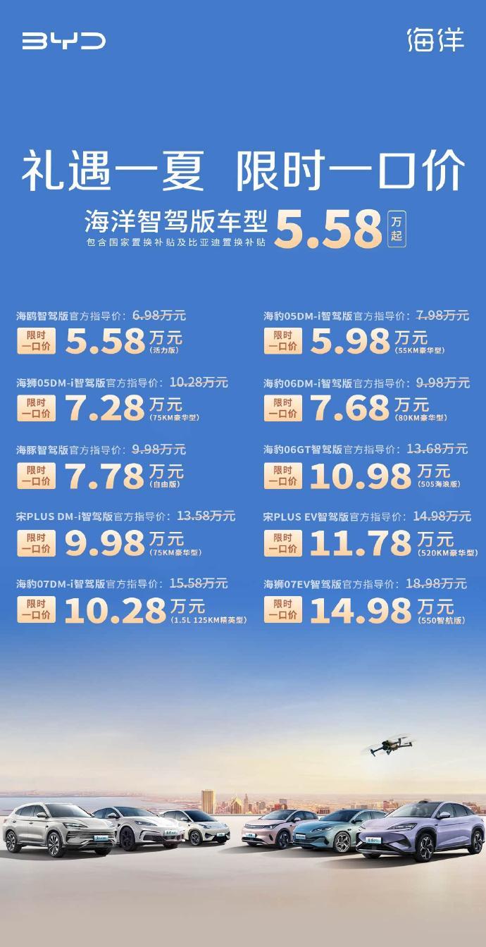 【比亚迪海洋网限时一口价，最低5.58万！】比亚迪海洋网限时一口价，海鸥