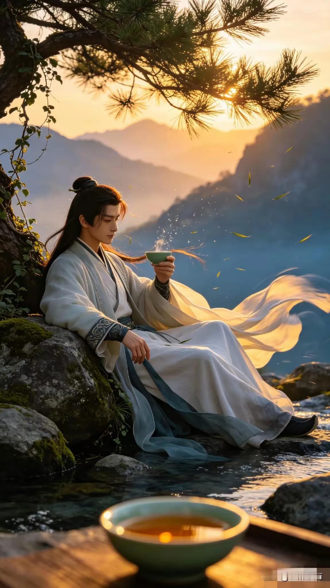 上联：暮临松涧风斟酒下联：举杯邀月影三人