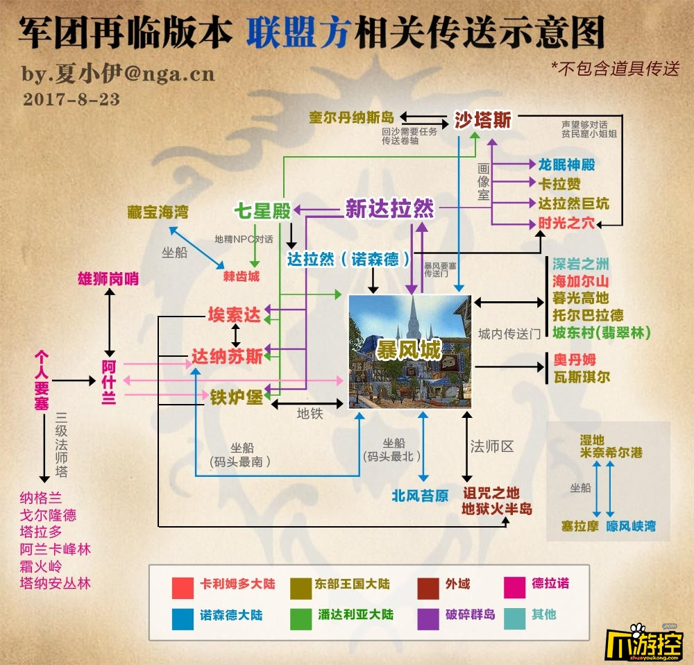 WOW7.25版本联盟各地基本传送门详细路线图 魔兽世界7.25联盟各地传送门一览