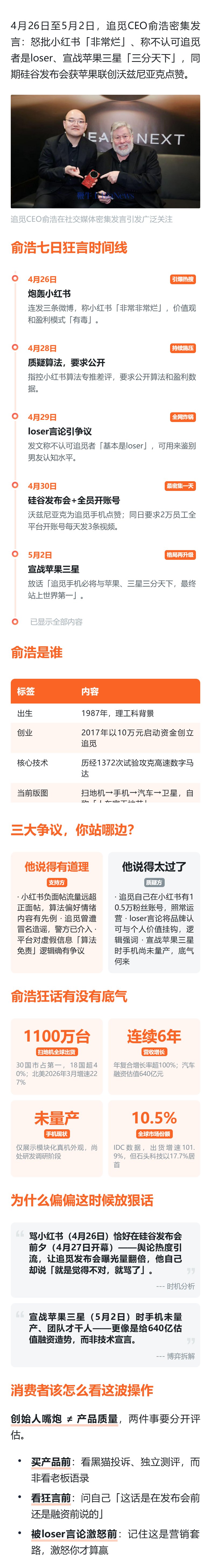 从怒骂小红书到宣战苹果三星，追觅俞浩这波操作到底是狂人还是疯