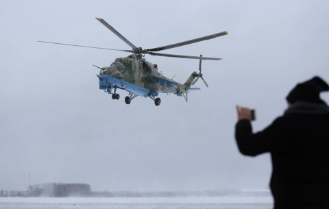 2017年1月,波兰第三大城市罗兹,塞内加尔空军的 米-24武装直升机在