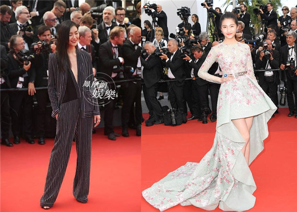 刘雯关晓彤亮相戛纳红毯 一个酷一个美凹造型气场足