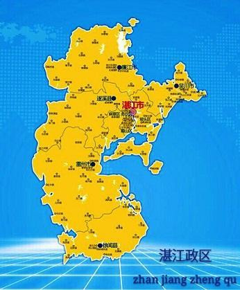 湛江市辖5个区和2个县,代管3个县级市,面积11693平方公里,常住人口