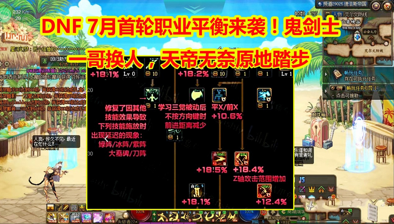 DNF: 鬼剑士一哥换人, 天帝无奈原地踏步, 7月首轮职业平衡来袭